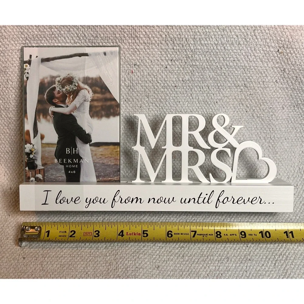 Mr & Mrs Wedding Photo Frame Decor 4x6 White Love Quote Newlywed Gift